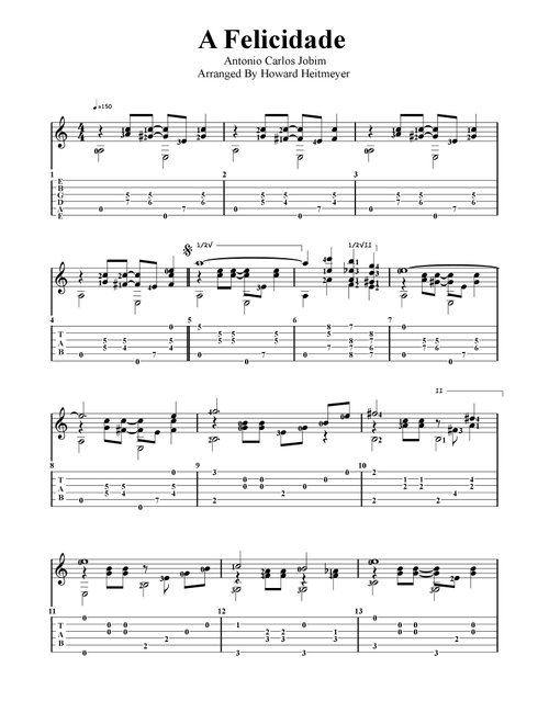 A Felicidade (Arr. James Bachman) - Antonio Carlos Jobim, Vinicius de Moraes (Guitar Tab)