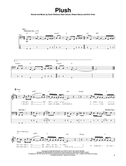 Plush - Stone Temple Pilots (Bass Tab)