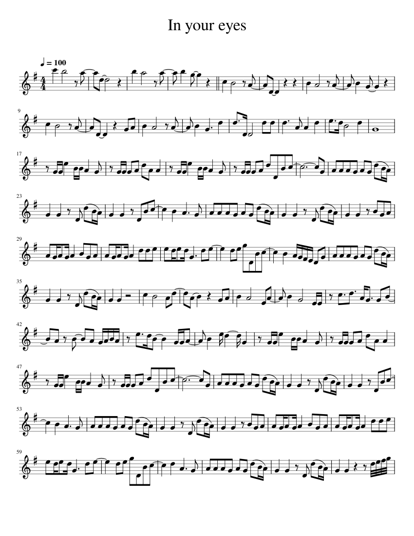 In your eyes – The Weeknd Alto Sax Sheet Music for Saxophone alto