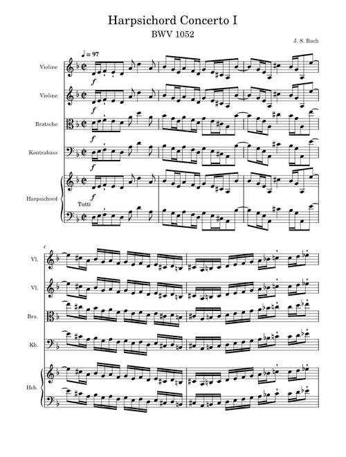 J. S. Bach - Harpsichord Concerto No. 1 in D-Minor BWV 1052 1. Allegro