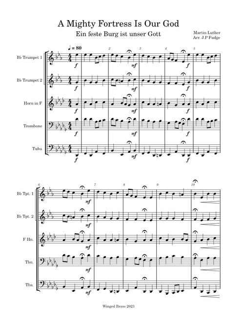 A Mighty Fortress Is Our God – Martin Luther - Brass Quintet