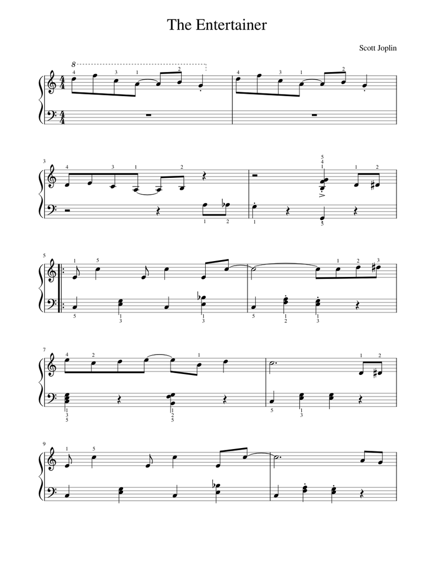 The entertainer – Scott Joplin Sheet Music for Piano (Solo) easy ...