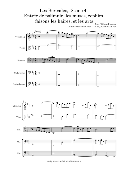 Les Boréades, RCT 31 – Jean-Philippe Rameau Les Boreades,  Akt 4, Szene 2,  Entrée de Polyhymnia et des Muses