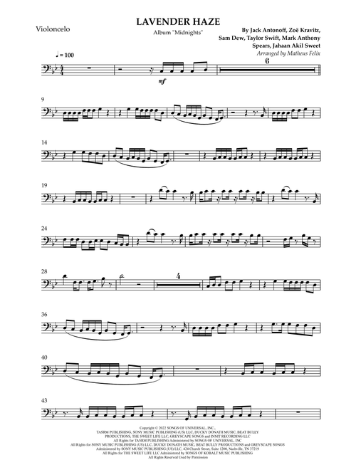 Lavender Haze (Arr. Matheus Felix) - Taylor Swift (Cello Solo)