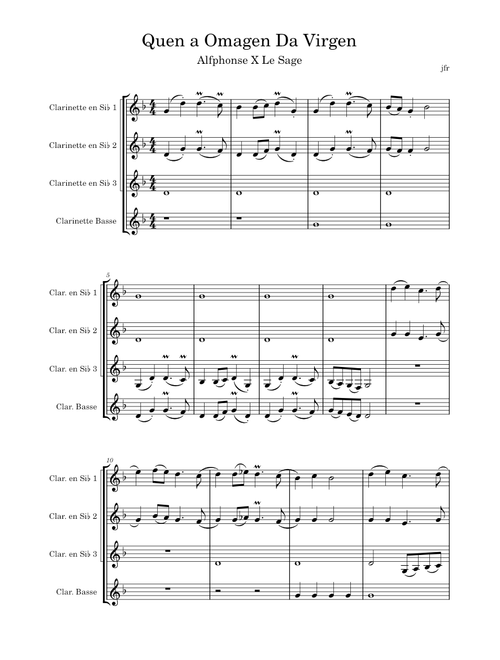 quen a omagen de Virgen Alphonse X le Sage for clarinets beginners– jif26