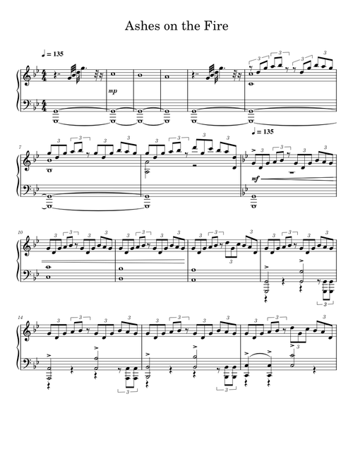 Ashes on the Fire- Piano