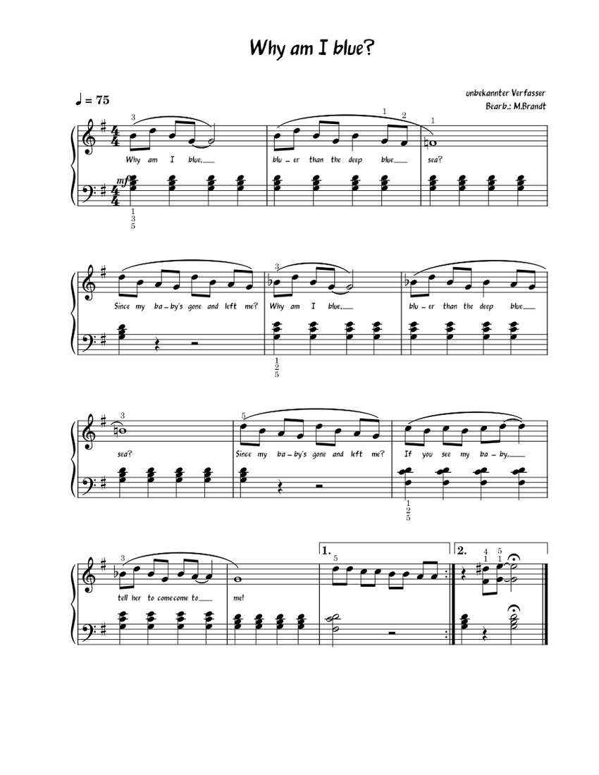 Why am I blue Sheet music for Piano (Solo)