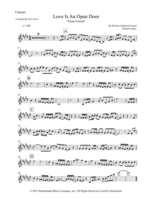 Love Is An Open Door (Arr. Alex Souza) - Kristen Bell & Santino Fontana (Clarinet Solo)