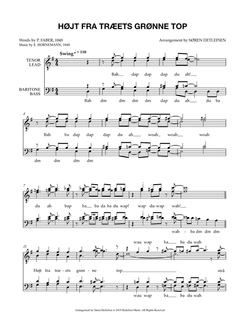 Højt fra træets grønne top (TTBB) (Arr. Søren Detlefsen) - P. Faber & E. Hornemann (Choral, TTBB)