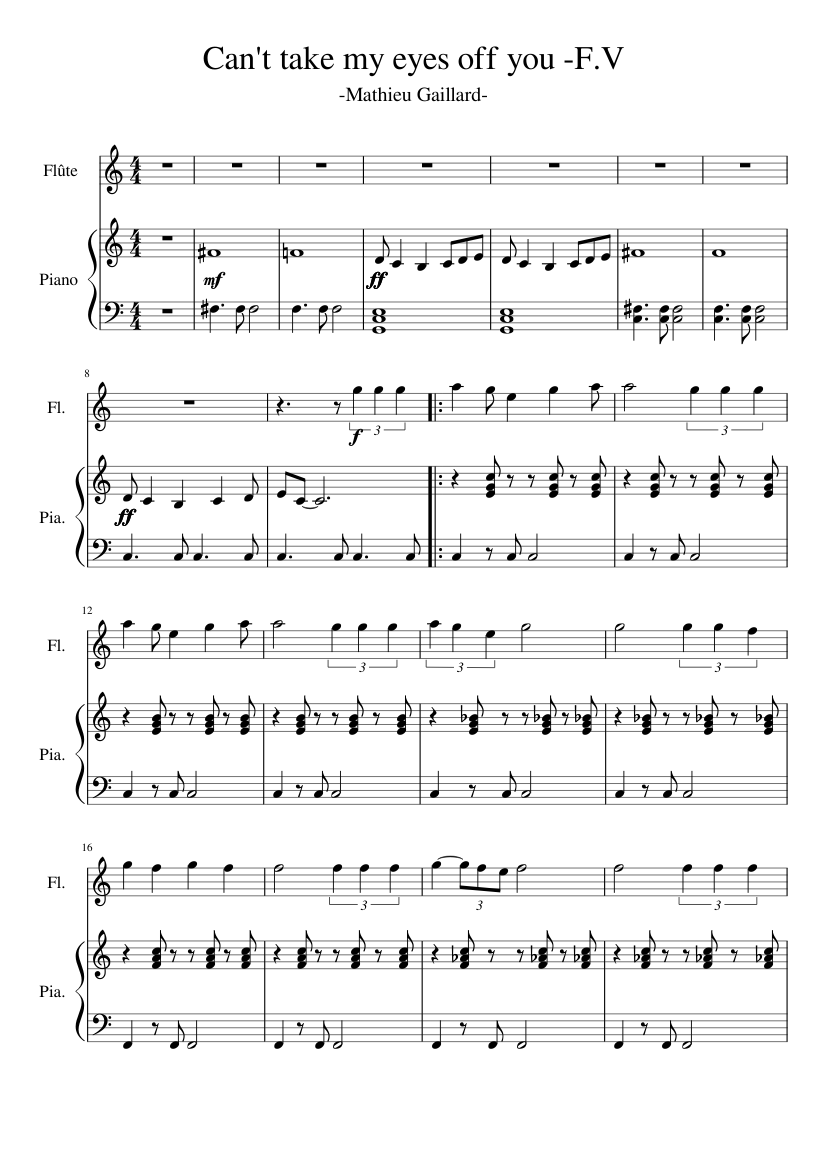 Can T Take My Eyes Off You Frankie Valli Sheet Music For Piano Flute Solo Musescore Com Can T Take My Eyes Off You Frankie Valli Sheet Music For Piano Flute Solo Musescore Com
