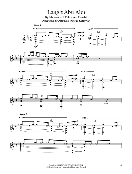 Langit Abu-abu (Arr. Antonius Agung Setiawan) - Tulus (Solo Guitar)
