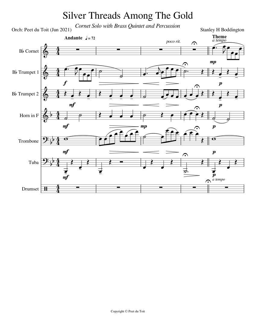 Silver Threads Among the Gold – Hart Pease Danks arr