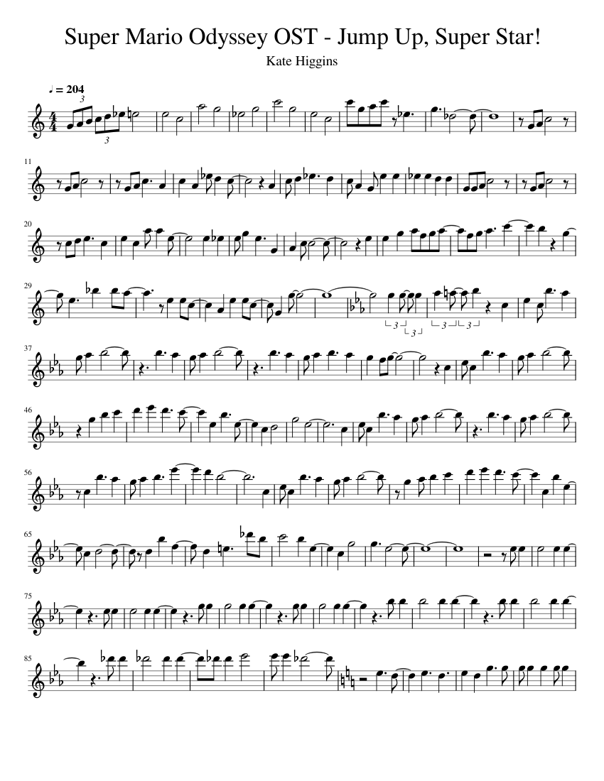 Super Mario Odyssey OST Jump Up, Super Star! Sheet Music for Flute