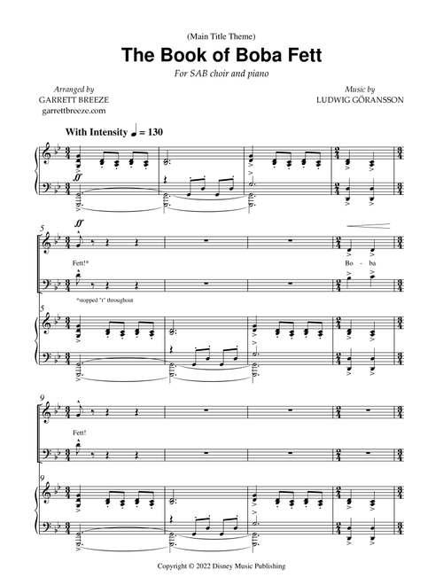 The Book Of Boba Fett Main Title Theme (Arr. Garrett Breeze) - Ludwig Goransson (Choral, SAB)