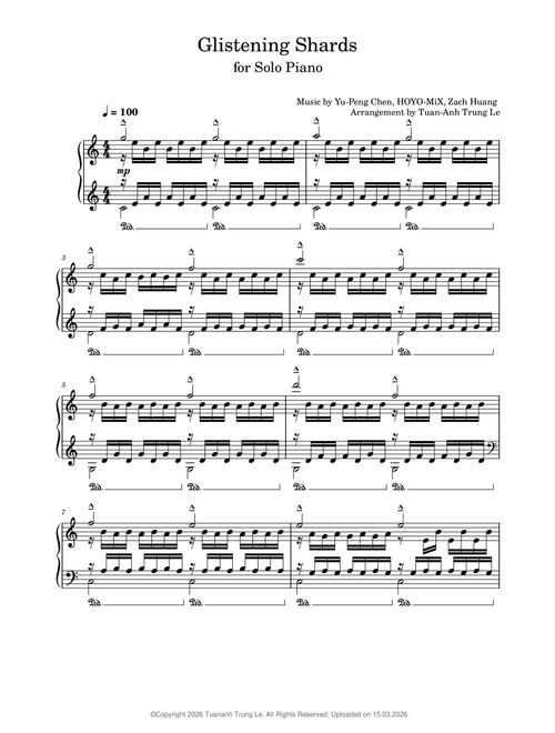 Glistening Shards from "Genshin Impact" for Solo Piano – Yu-Peng Chen, HOYO-MiX