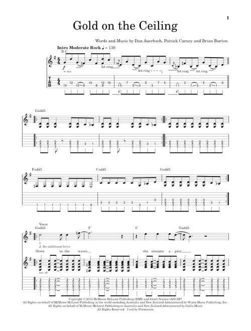 Gold On The Ceiling - The Black Keys (School of Rock - Guitar Tab)