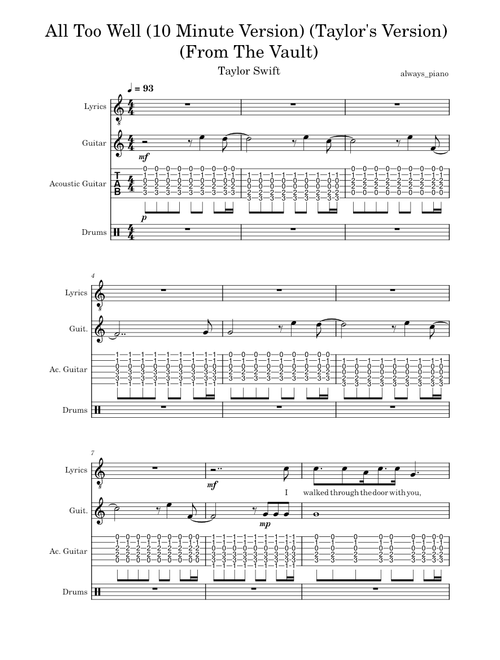 All Too Well (10 Minute Version) (Taylor's Version) (From The Vault) - Taylor Swift