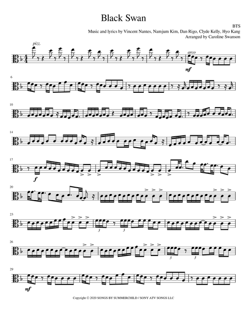 Black Swan (Arr. Caroline Swanson) - BTS (Viola Solo)
