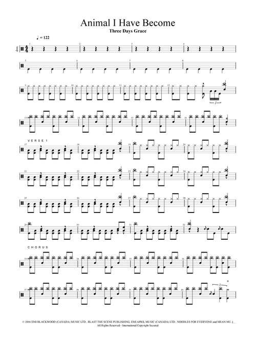 Animal I Have Become (Arr. Cyril Mayer) - Three Days Grace (Drums)