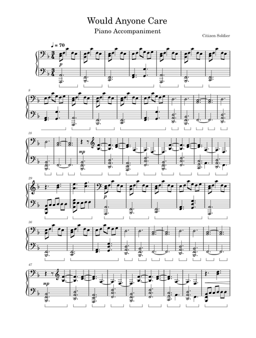 Would Anyone Care (piano accompaniment) - Citizen Soldier