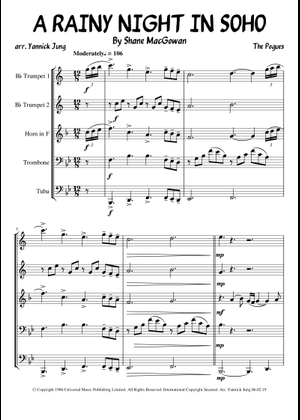 A RAINY NIGHT IN SOHO - Brass Quintet Sheet Music for Trombone