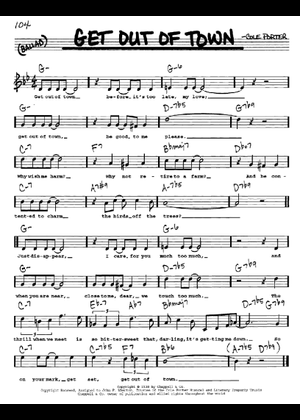 Play Official version of Get Out Of Town Sheet Music by Cole
