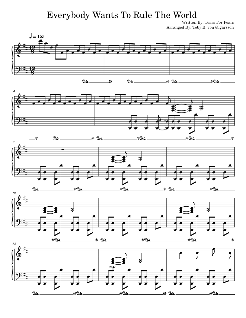 Everybody Wants To Rule The World Sheet music for Piano (Solo