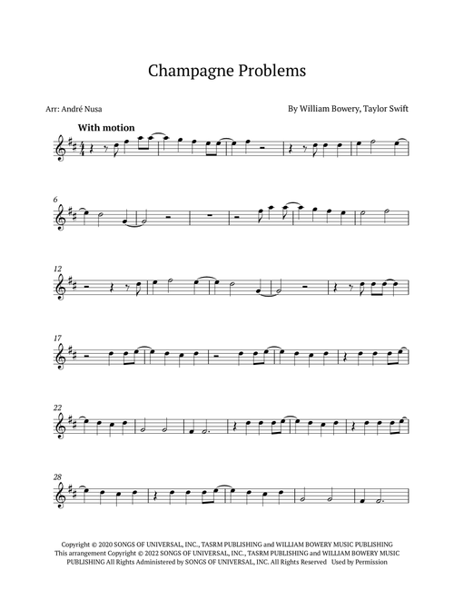 Champagne Problems (Arr. André Nusa) - Taylor Swift (Tenor Sax Solo)