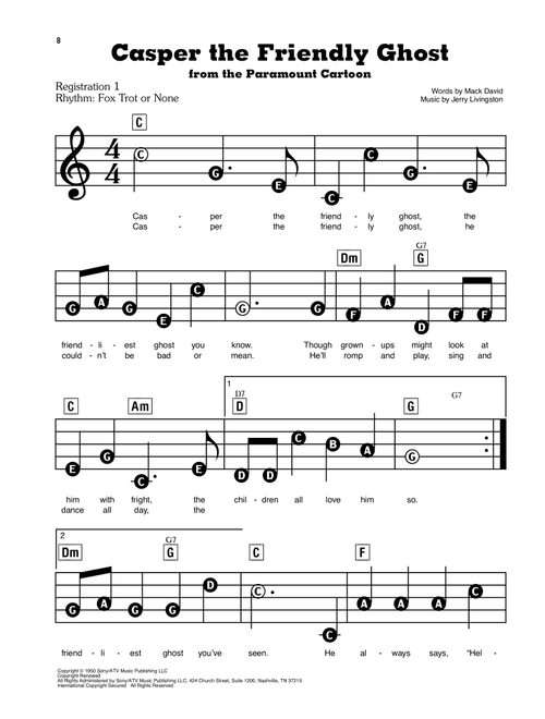 Casper The Friendly Ghost - Jerry Livingston, Mack David (E-Z Play Today)