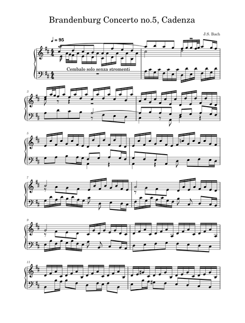 Brandenburg Concerto No.5 in D major, BWV 1050 – Johann Sebastian Bach Cadenza for Brandenburg Concerto No.5 in D major, BWV 1050