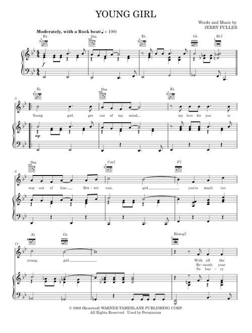 Young girl - Gary Puckett & The Union Gap (Piano-Vocal-Guitar)