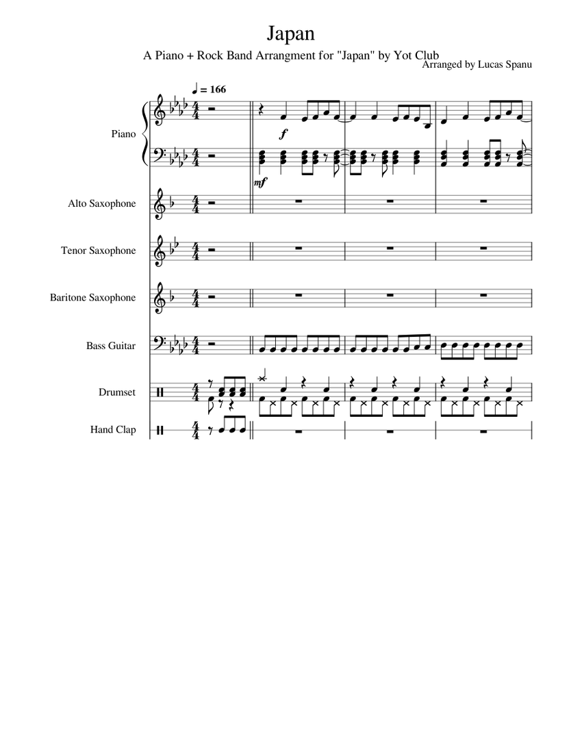 Japan - Yot Club (Piano alt.), arr. Lucas Spanu Sheet music