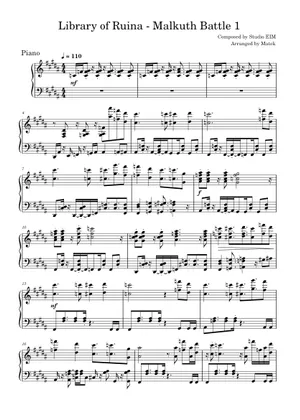 Library of ruina ライブラリーオブルイナ 楽譜 Library of Ruina (Malkuth Battle) – StudioEIM Sheet Music