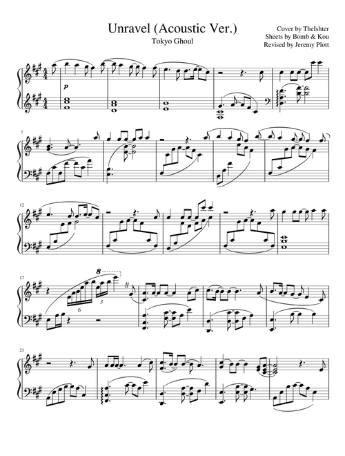 Unravel (Acoustic Ver) | Tokyo Ghoul | TheIshter Sheet Music | Full Sheets