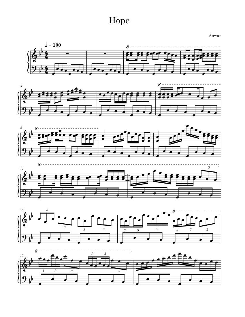 Hope Keyboard Notes Hope Sheet Music for Piano (Solo) | MuseScore.com