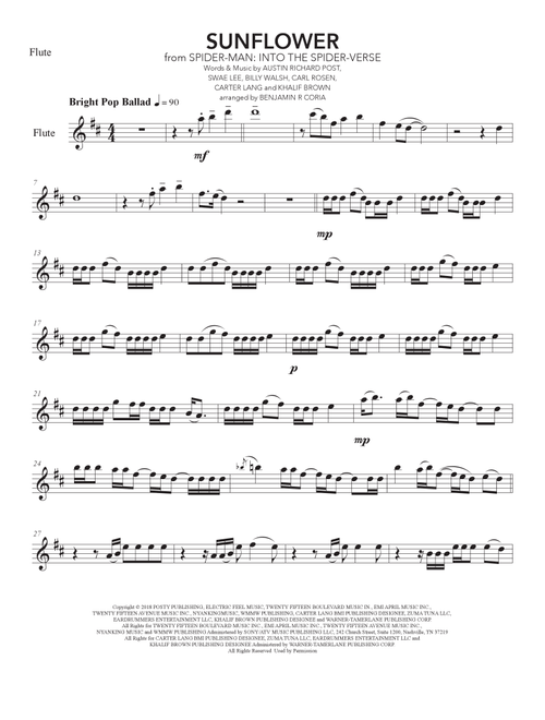 Sunflower (Arr. Benjamín R. Coria) - Post Malone & Swae Lee (Flute and Piano)