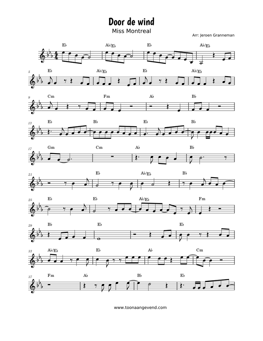 Door de wind Miss Montreal Sheet music for Piano (Solo) Door de wind Miss Montreal Sheet music for Piano (Solo)