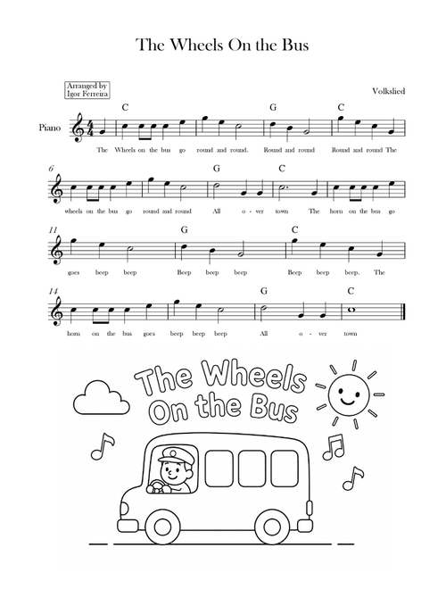 The Wheels On the Bus (Arr. Igor Ferreira) - Verna Hills (Piano Chords-Lyrics)