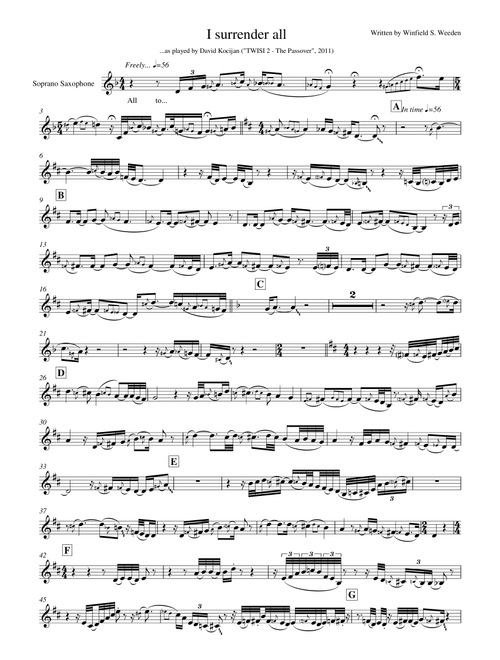 I surrender all (soprano sax) (Arr. David Kocijan) - Winfield S. Weeden (Soprano Sax Solo)