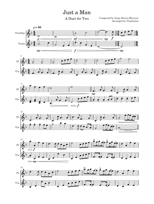 Just A Man, Duet for Flute and Violin – Jorge Rivera-Herrans