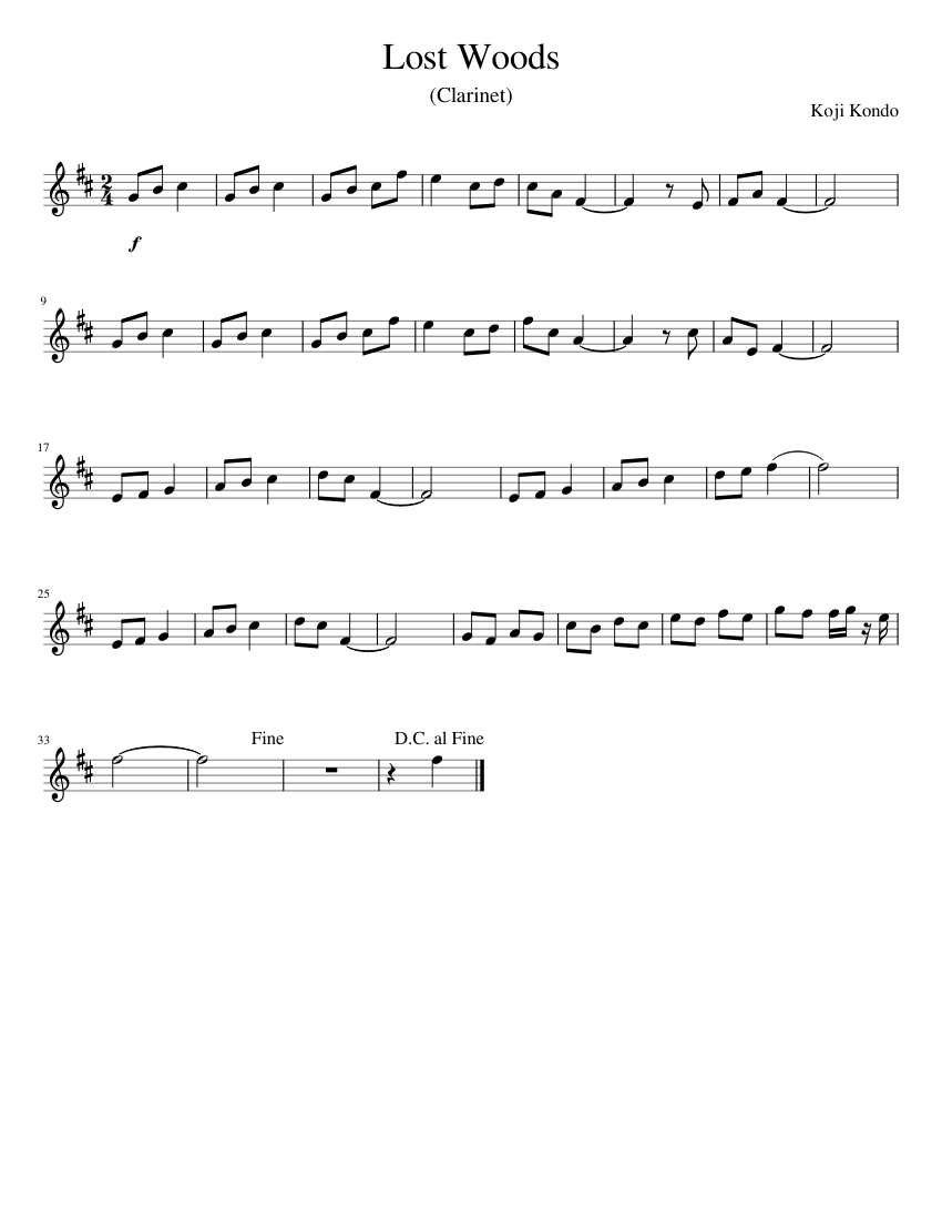 Legends of Zelda Ocarina of Time Lost Woods Sheet music