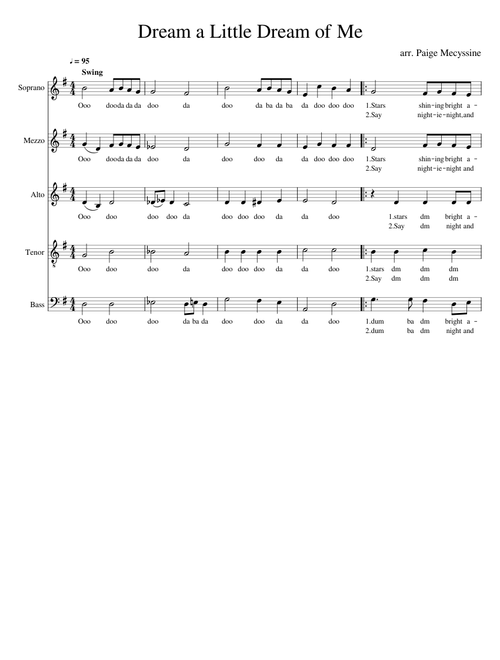 Dream a Little Dream of Me- SSATB A cappella
