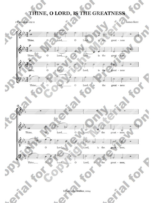 Thine, o lord, is the greatness by James Kent In Eb Major (Choral, SATB)