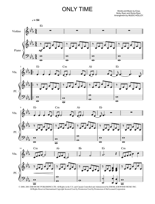 Only Time (Arr. Music-holley) - Enya (Small Ensemble)