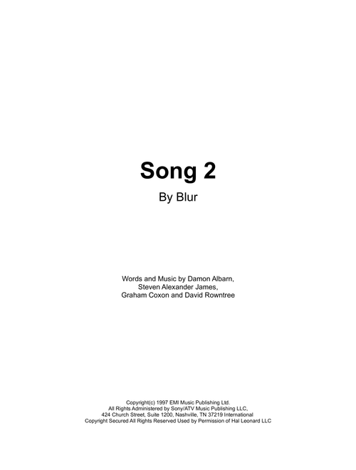 Song 2 (Arr. Fabio von Brasche) - Blur (Piano-Vocal-Guitar)