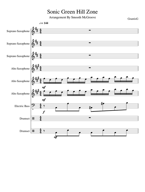 Sonic- Green Hill Zone sheet music arranged by GrantisG2