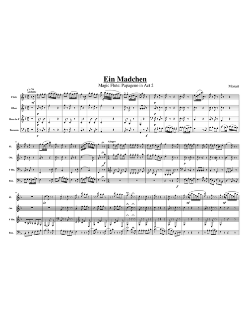 The Magic Flute - Ein Madchen (Papageno's song) K620.20 - Wolfgang Amadeus Mozart