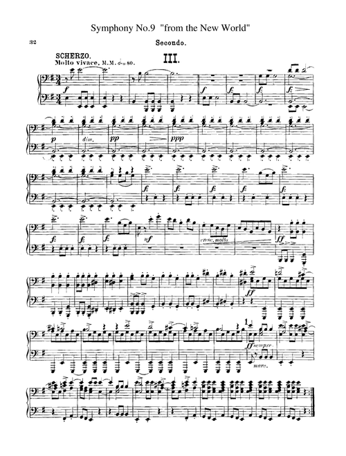 Dvorak Symphony No.9 III, IV, for piano duet(1 piano, 4 hands), PD806 (Instrumental Duet)