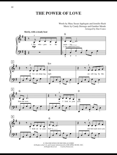The Power Of Love - Celine Dion (Easy Piano)