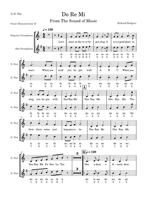 Do-Re-Mi (from The Sound of Music) – Rodgers & Hammerstein (Sax Duet)